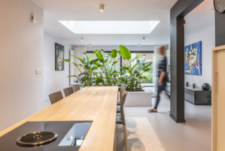 Moderne keuken met planten interieur